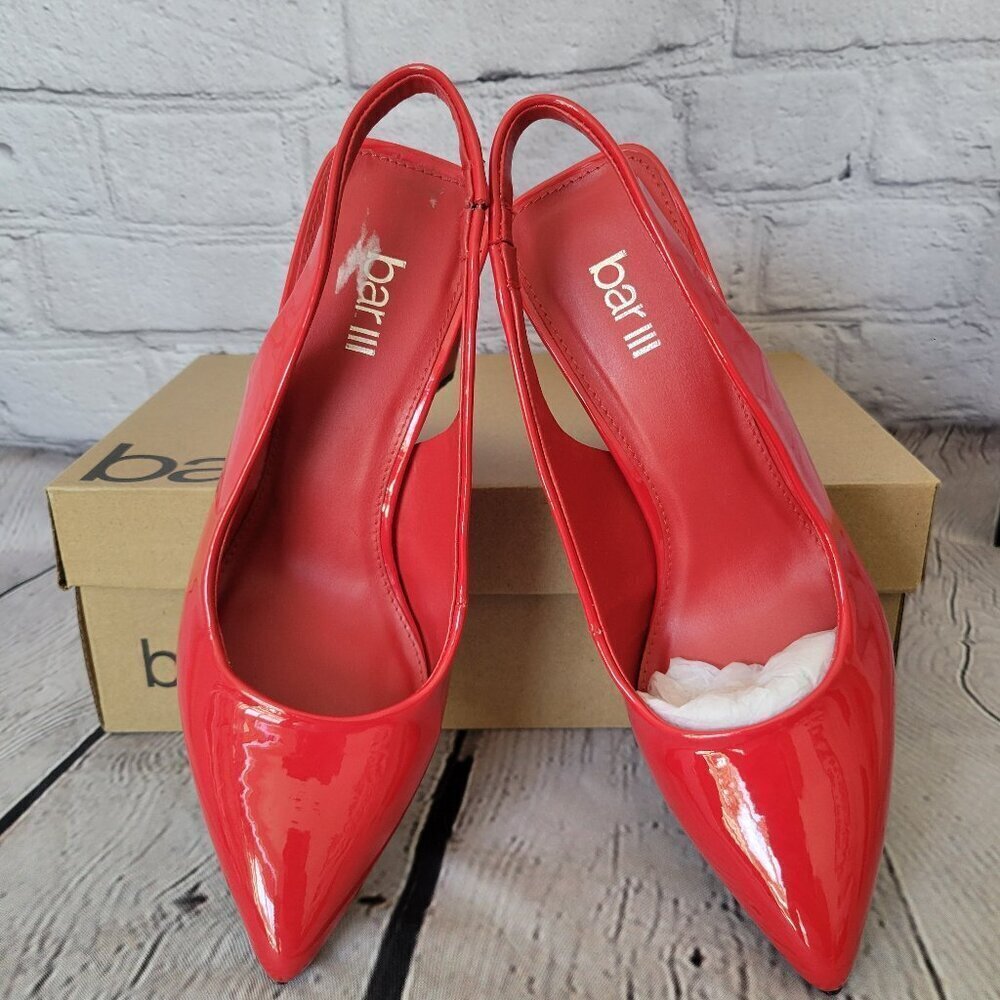 Bar III Women's Arrica Slingback Pumps- Red